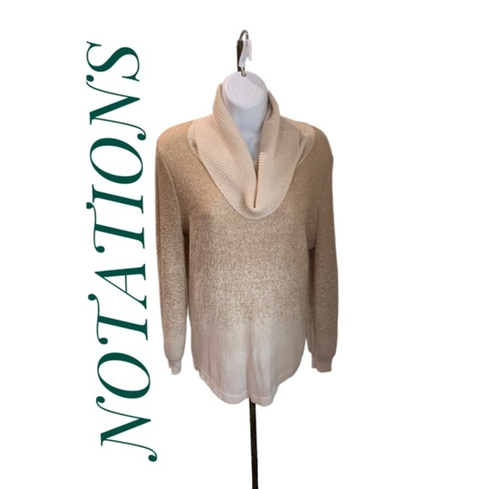 NOTATIONS Gold Ombré Sparkle‎ Sweater Turtleneck Size Med